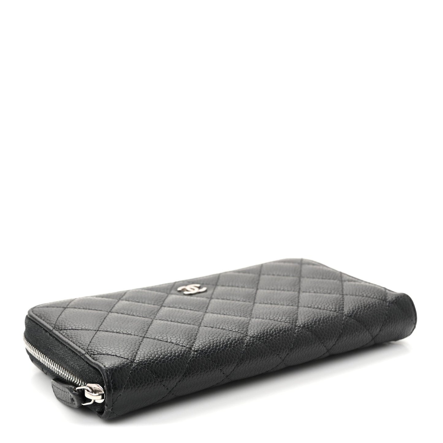 Caviar Quilted Large Gusset Zip Around Wallet Black