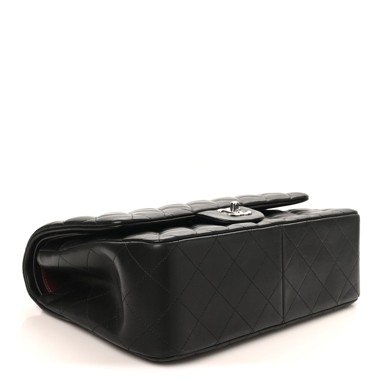 Lambskin Quilted Jumbo Double Flap Black