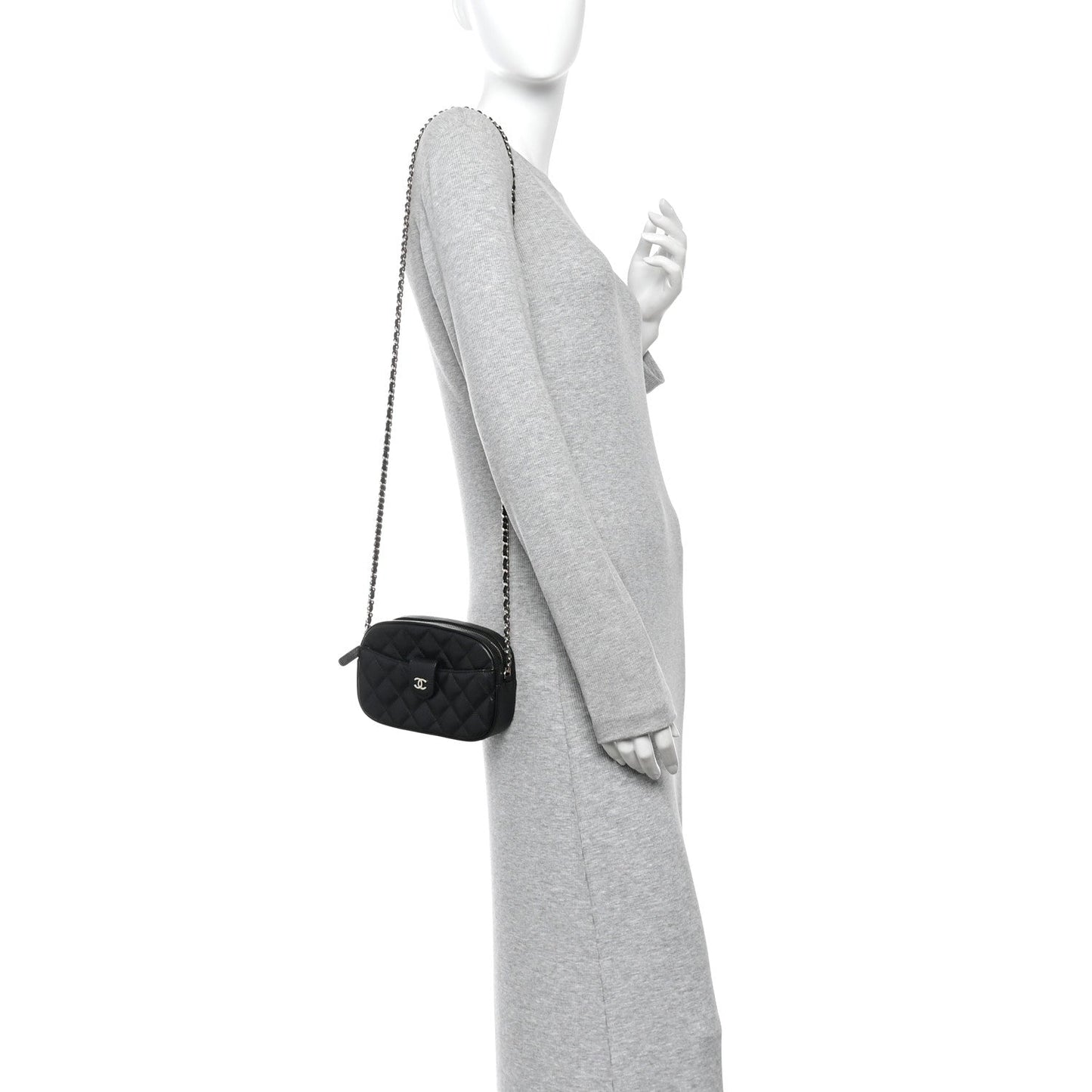 Caviar Quilted Chain Camera Bag Black