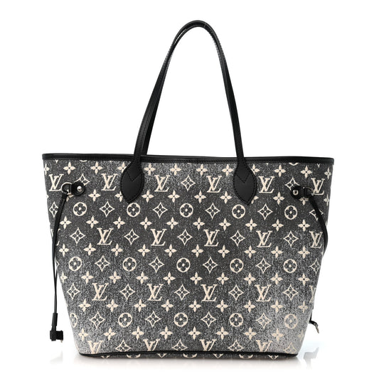 Denim Monogram Jacquard Neverfull MM Grey