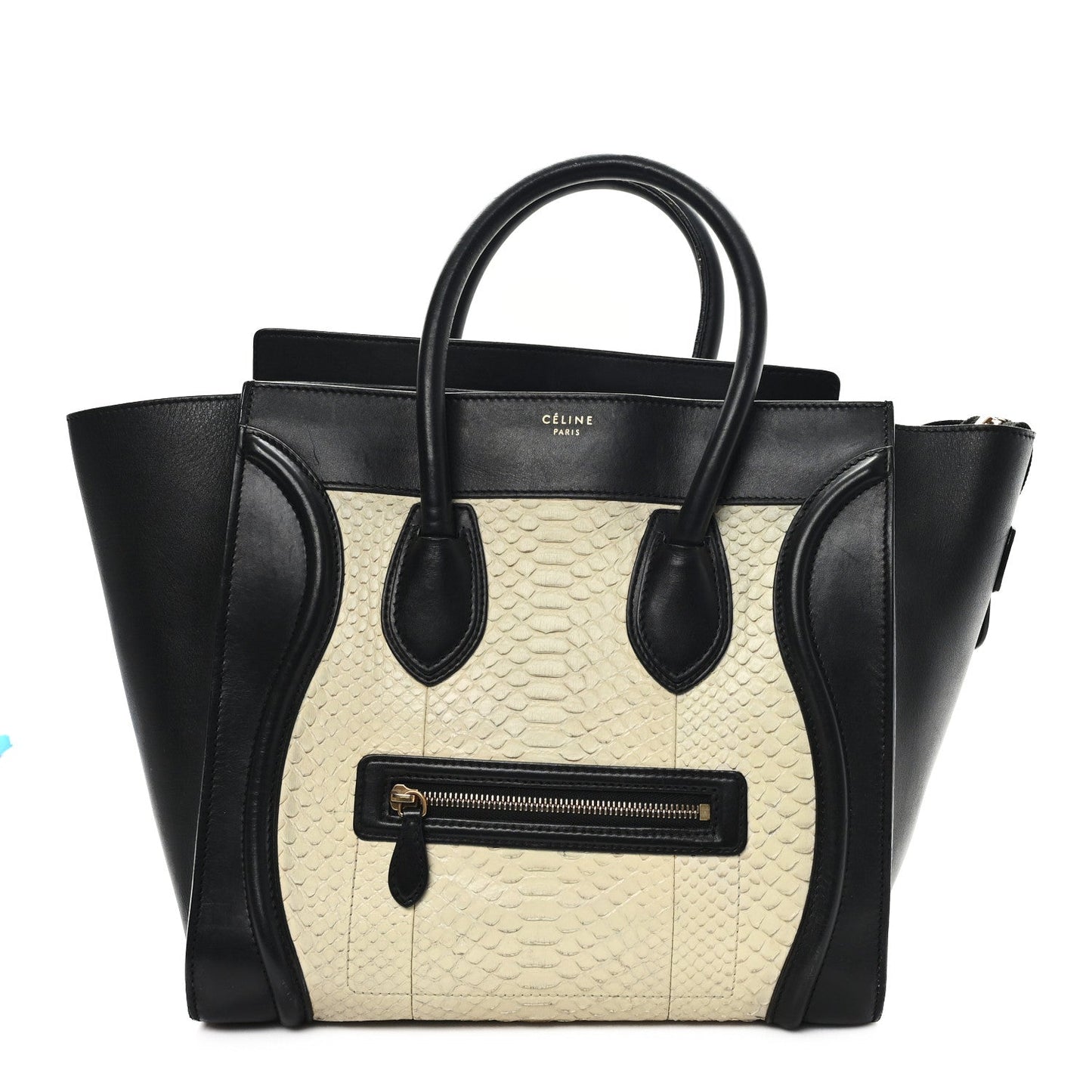 Calfskin Snakeskin Mini Luggage Black White