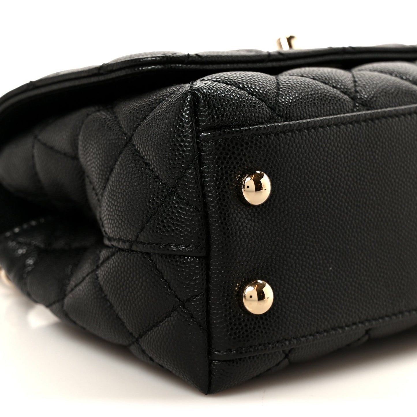 Caviar Lizard Embossed Quilted Extra Mini Coco Handle Flap Black
