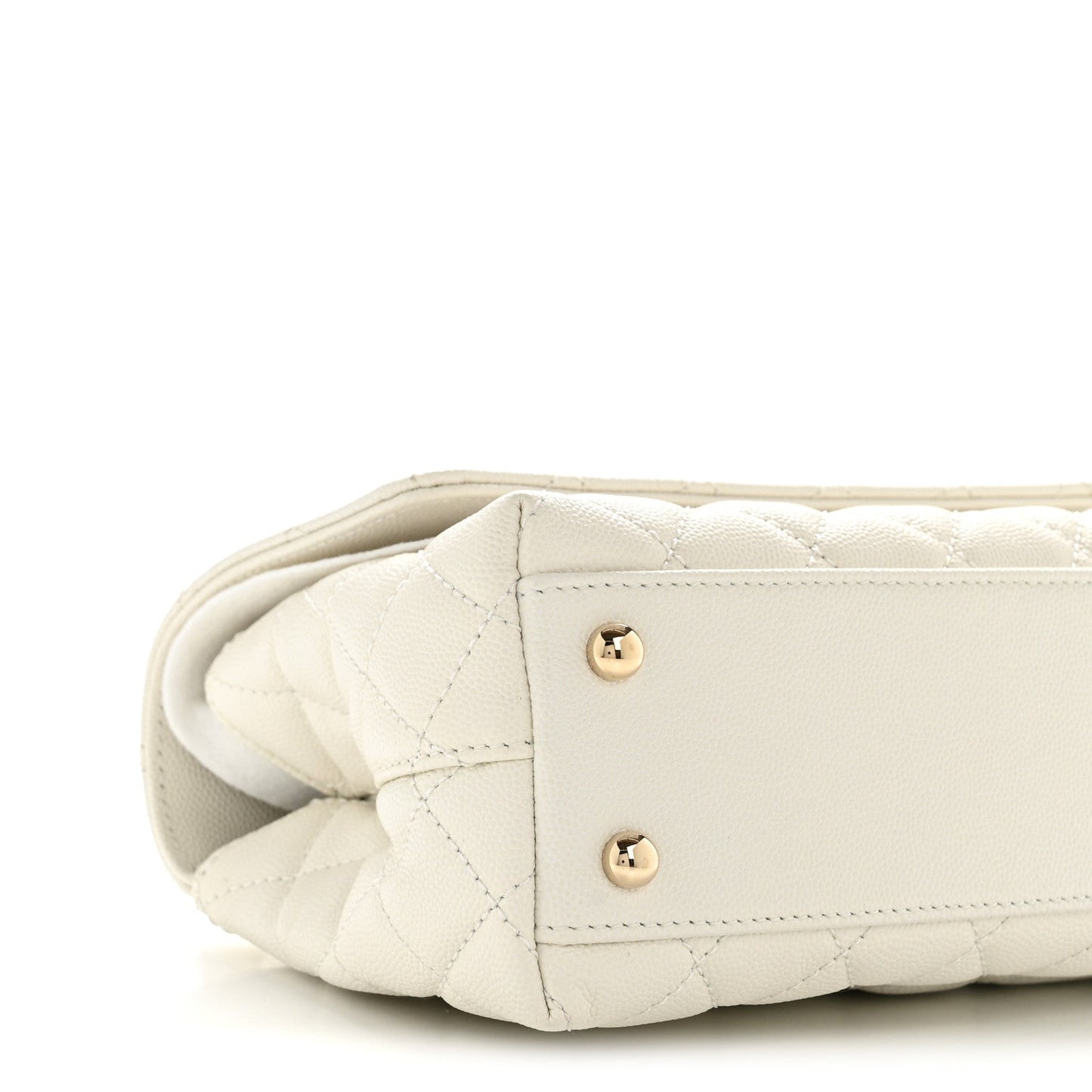 Caviar Quilted Mini Coco Handle Flap White