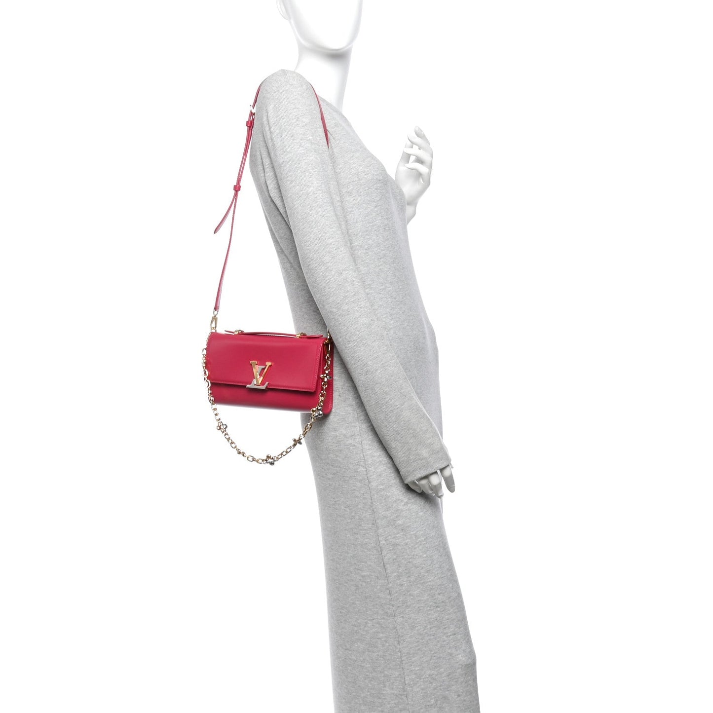 Calfskin LV Wallet On Chain Capucines Raspberry