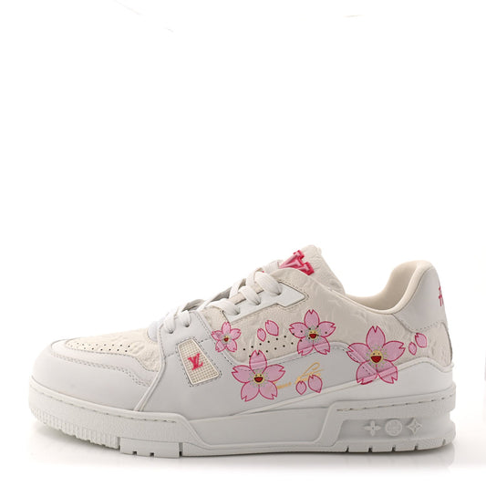 LV X TM Embossed Monogram Cherry Blossom LV Trainer Sneakers 41 White