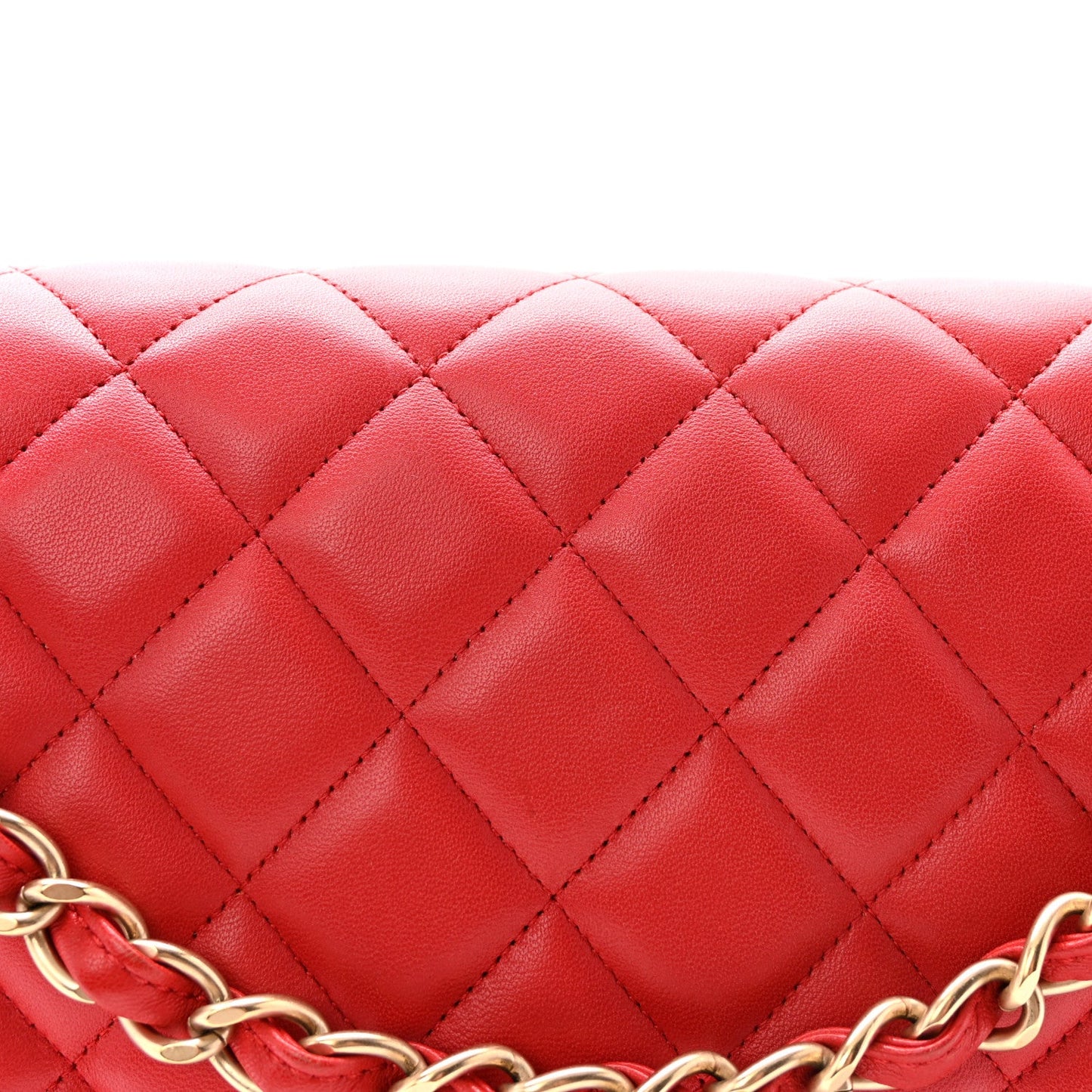 Lambskin Quilted Jumbo Double Flap Red