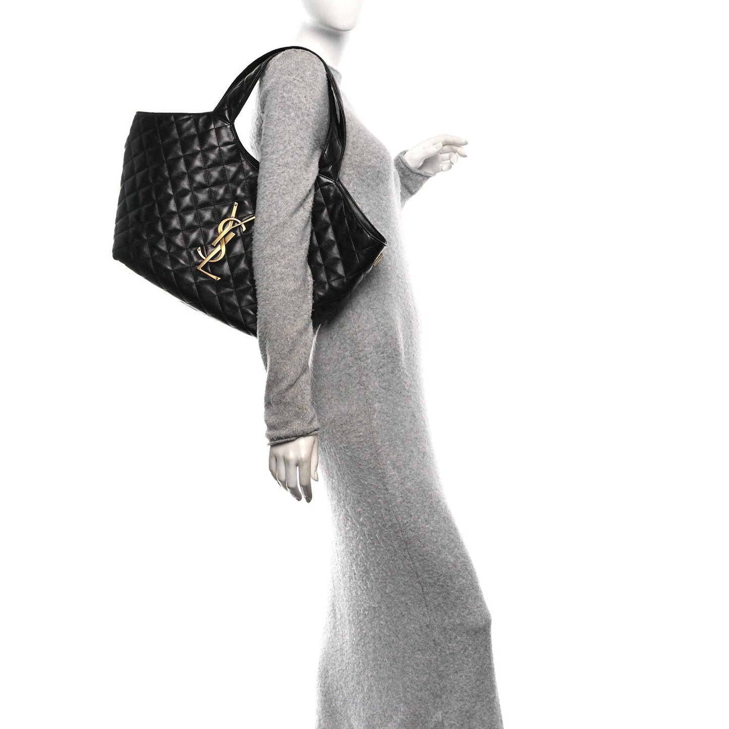 Lambskin Quilted Medium Icare Shopping Tote Black