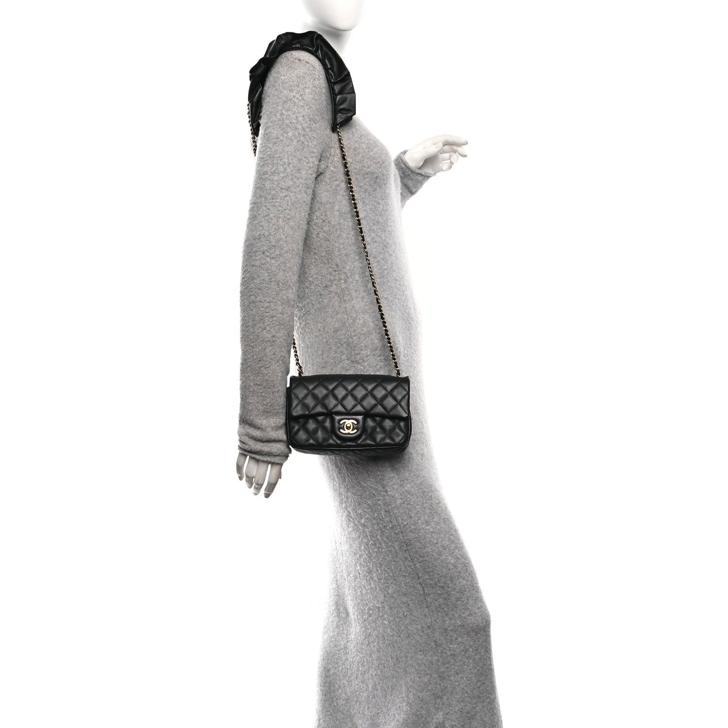 Lambskin Quilted Mini Romance Rectangular Flap Black