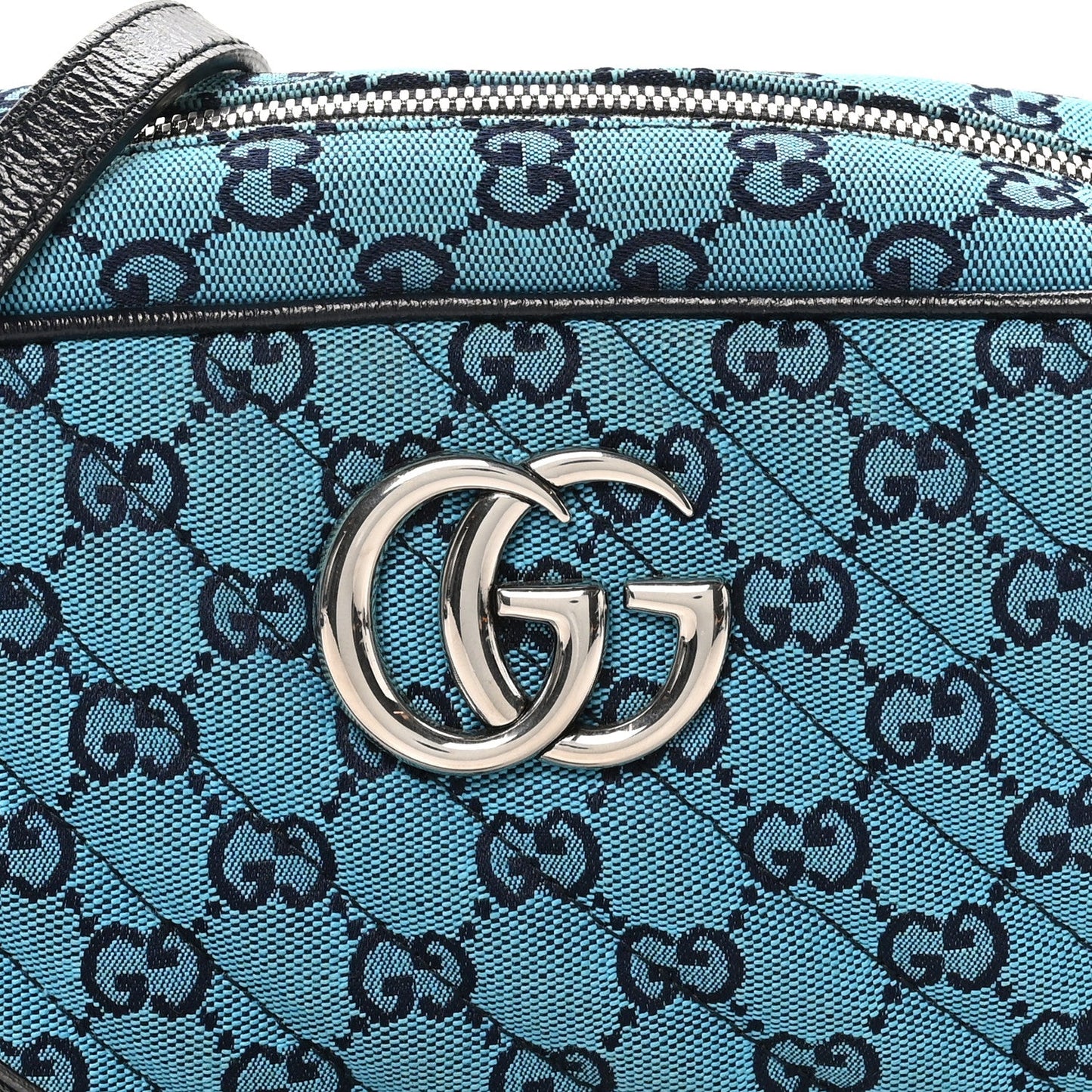 Monogram Multicolor Matelasse Diagonal Small GG Marmont Chain Shoulder Bag Light Blue Light Blue
