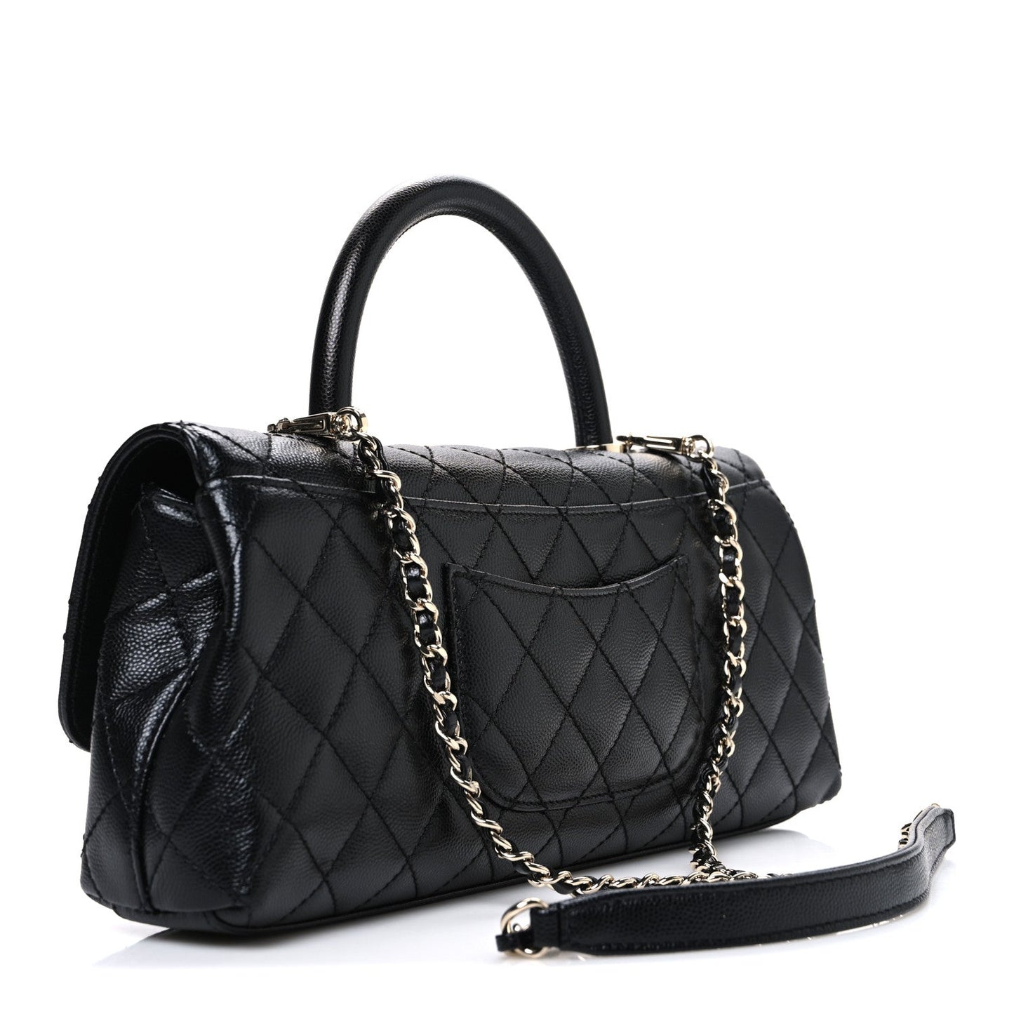 Caviar Quilted Maxi East West Coco Handle Flap Black Black Black