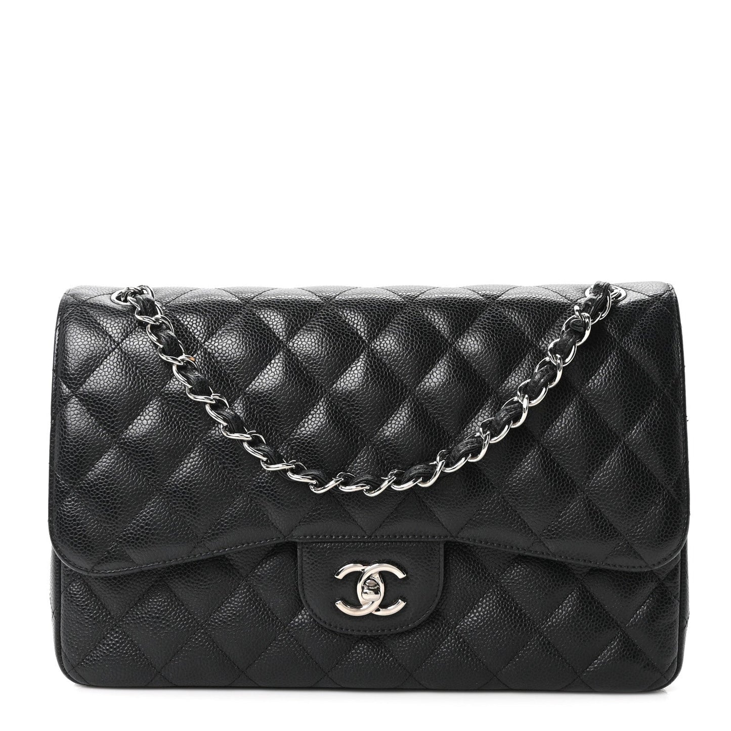 Caviar Quilted Jumbo Double Flap Black