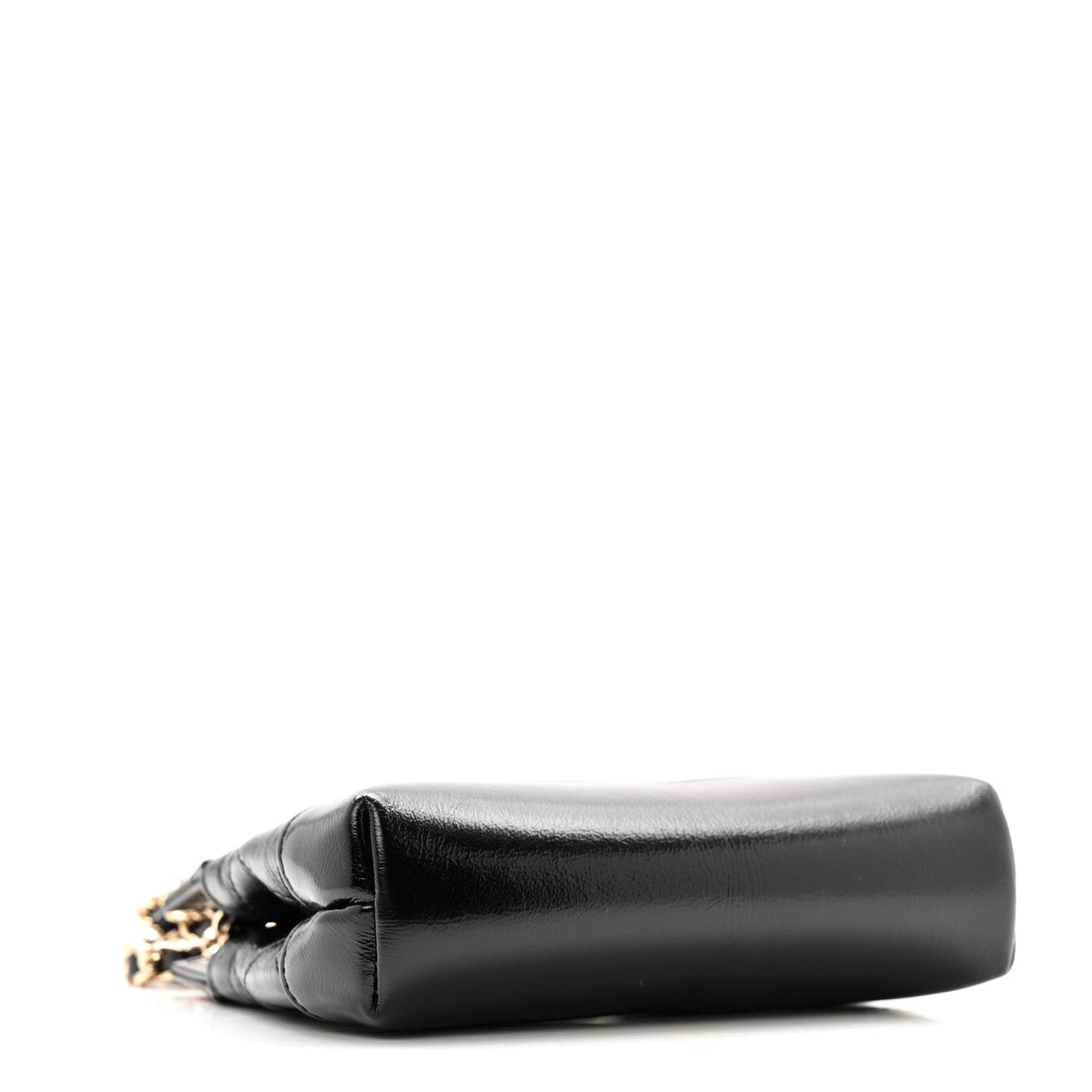 Shiny Lambskin Quilted Micro 31 Clutch With Chain Black