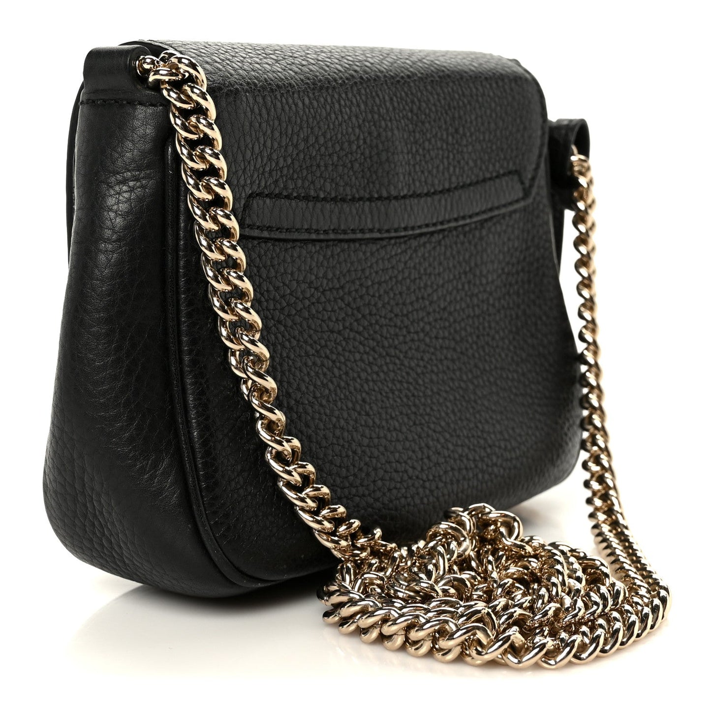 Pebbled Calfskin Small Soho Flap Crossbody Black