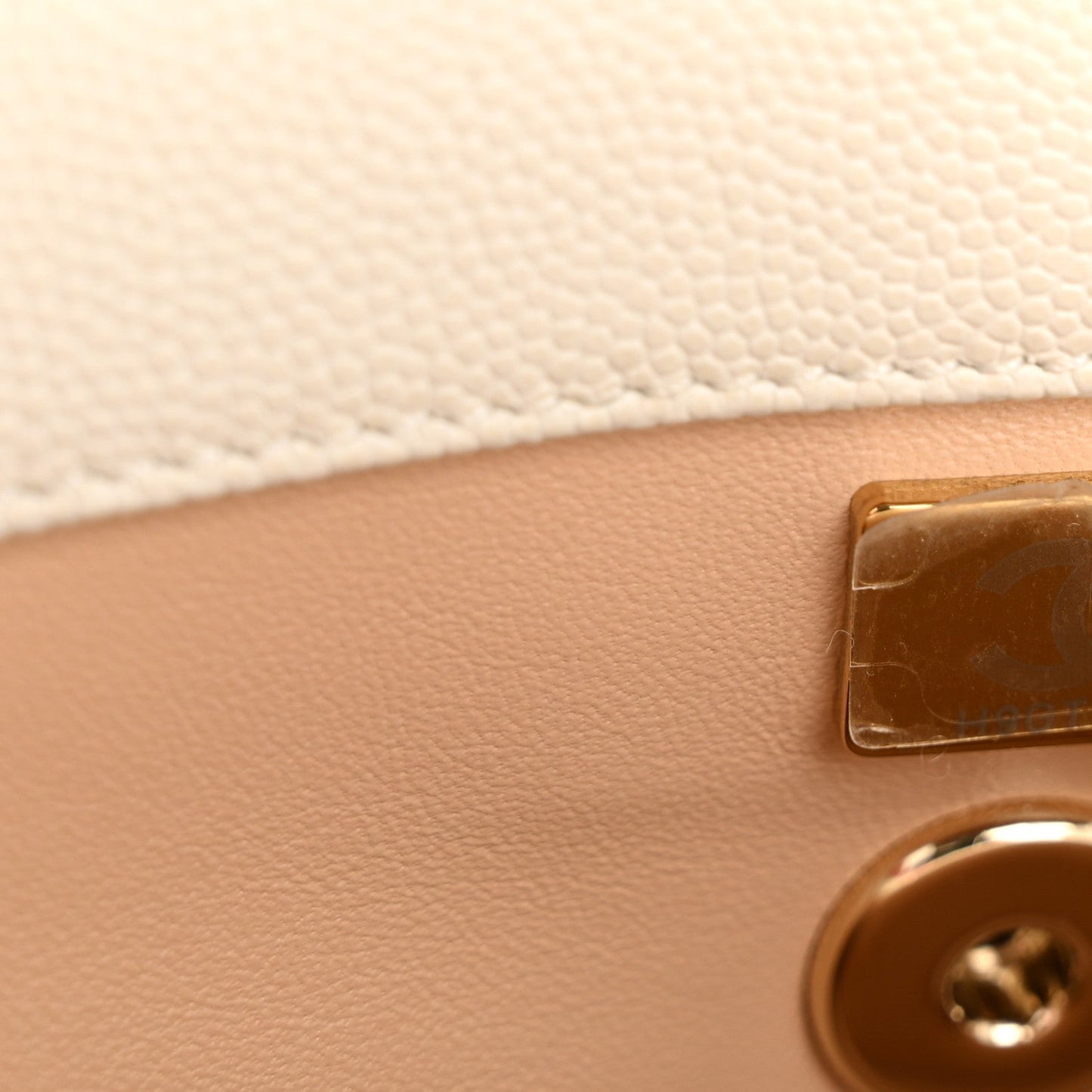 Caviar Quilted Mini Coco Handle Flap White