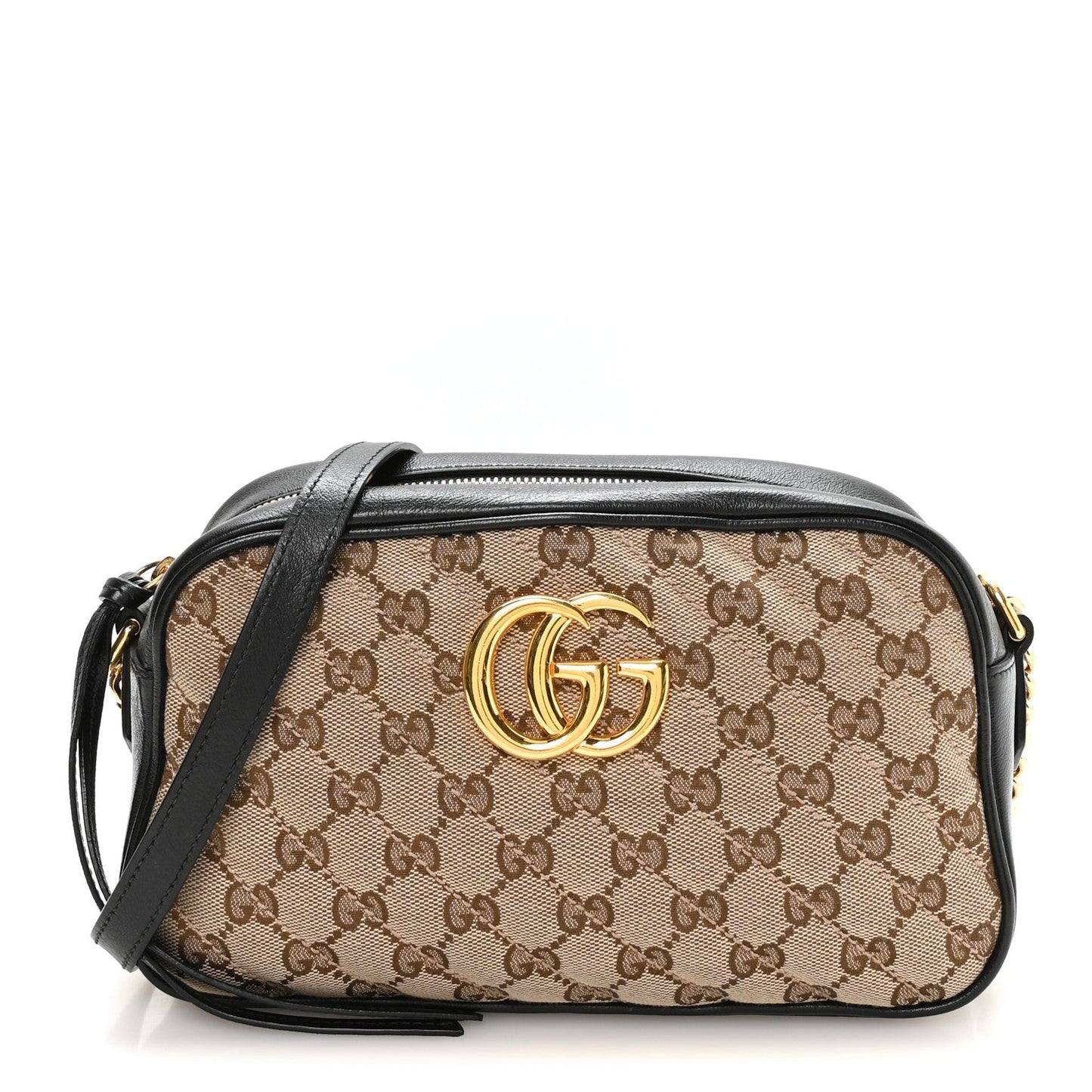 Monogram Matelasse Diagonal Small GG Marmont Chain Shoulder Bag Beige Black