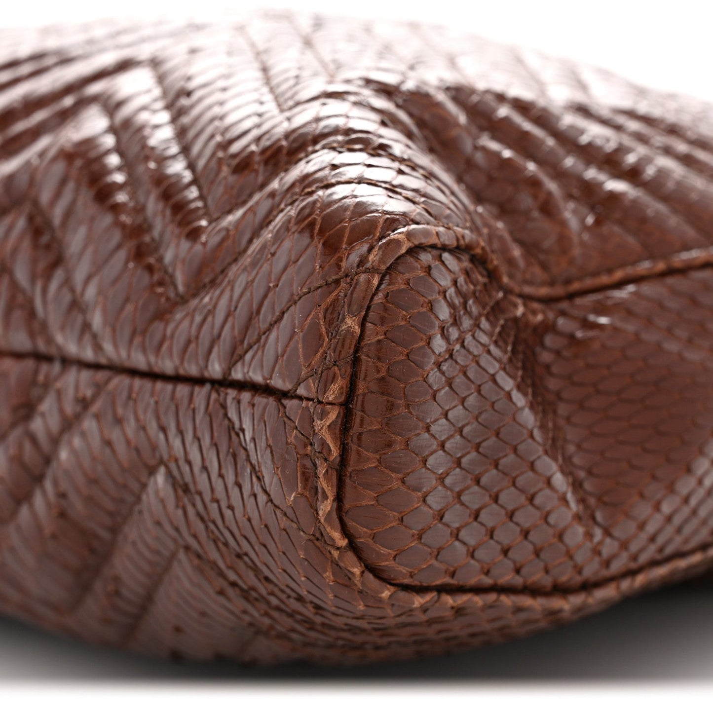 Snakeskin Matelasse Large GG Marmont Slim Tote Brown