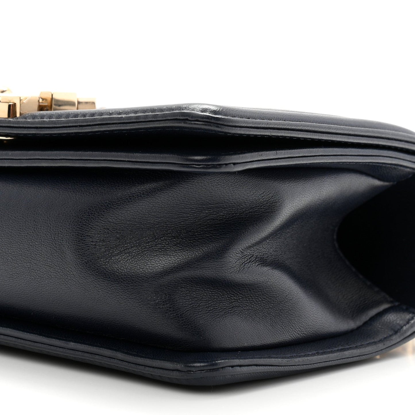 Lambskin Chain Quilted Small Boy Flap Navy