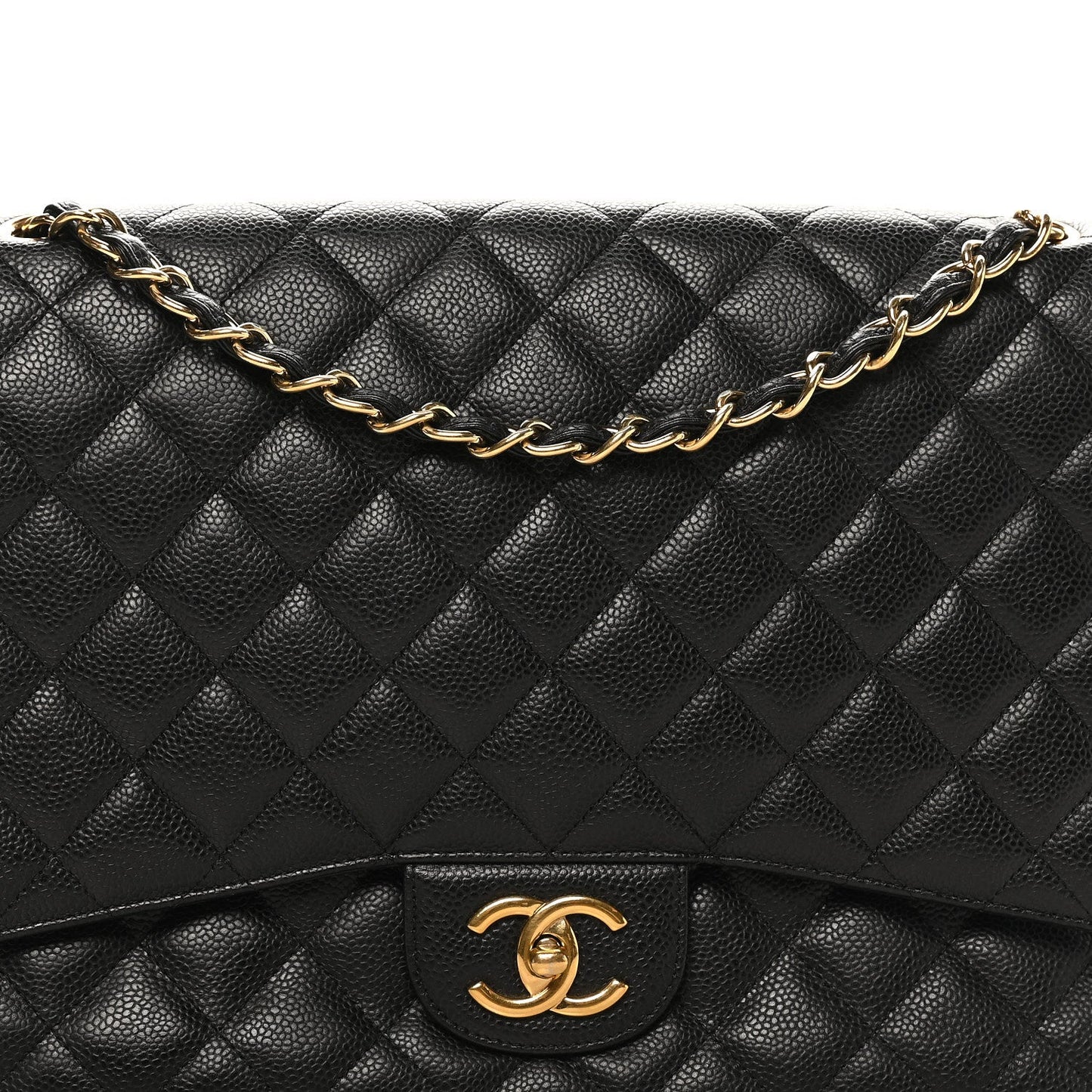 Caviar Quilted Maxi Double Flap Black