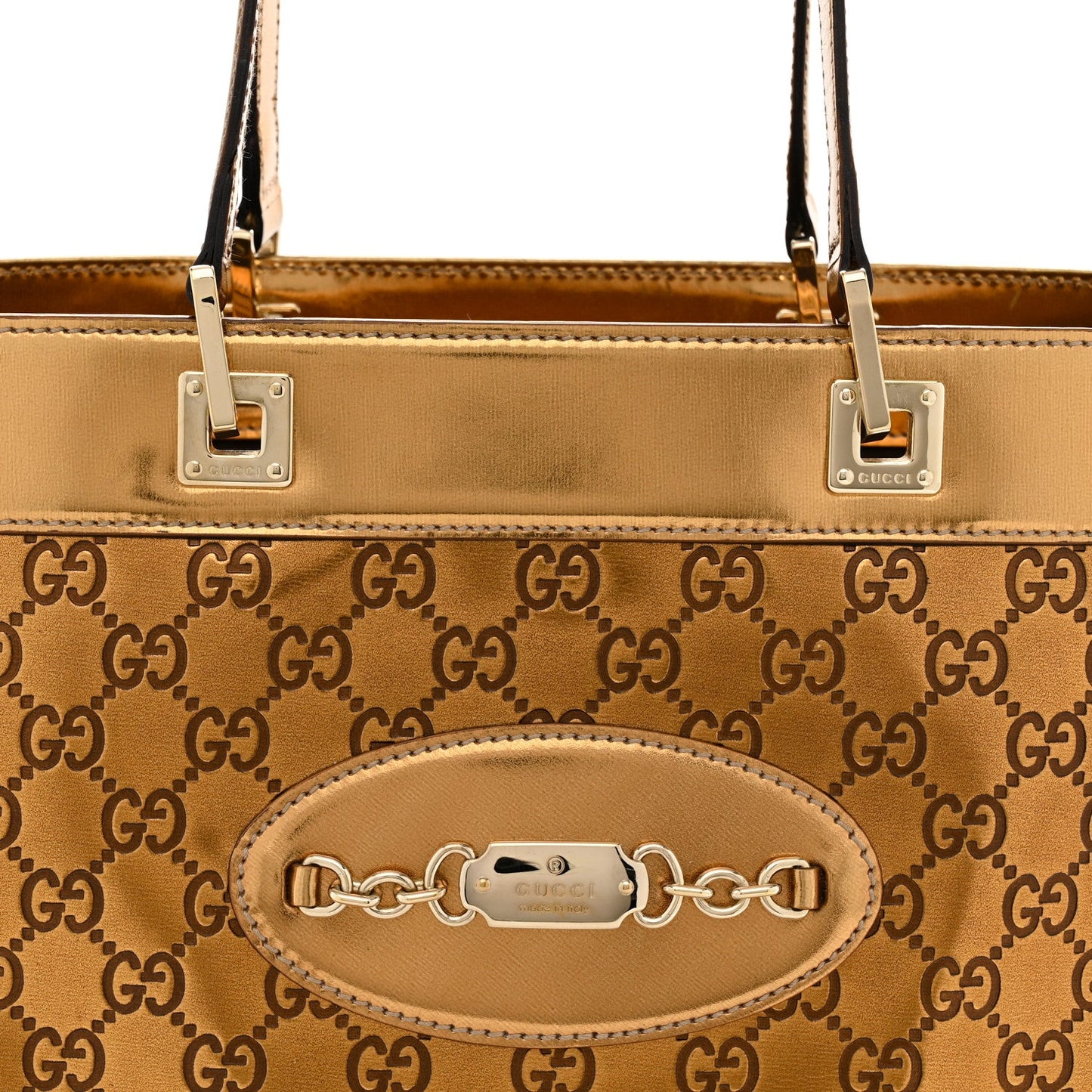 Metallic Guccissima Large Punch Tote Bronze