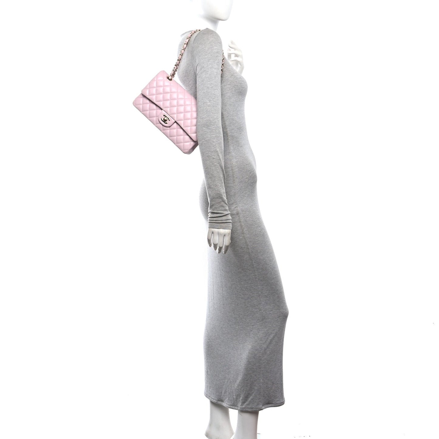 Caviar Quilted Medium Double Flap Light Pink