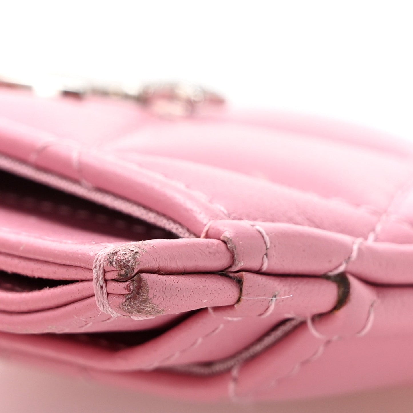 Lambskin Quilted Crystal Star Card Holder Pink