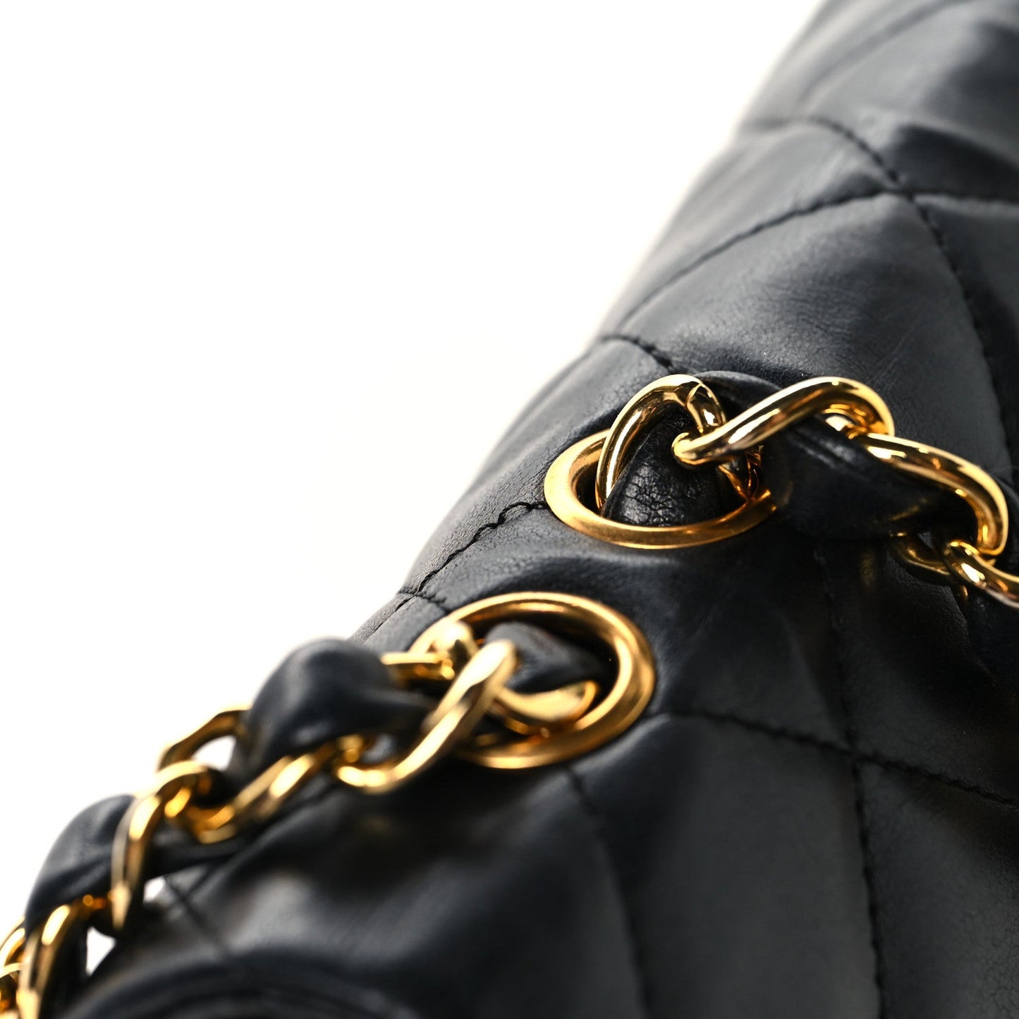 Lambskin Quilted Jumbo Double Flap Black