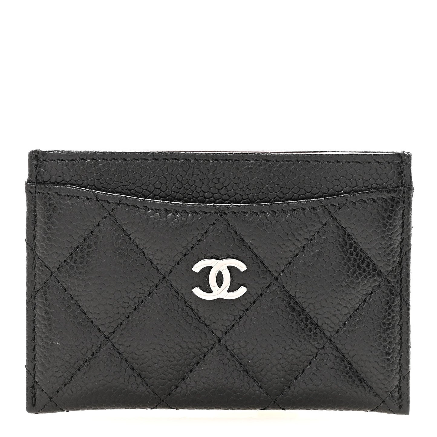 Caviar Quilted Card Holder Black