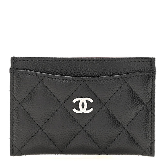 Caviar Quilted Card Holder Black
