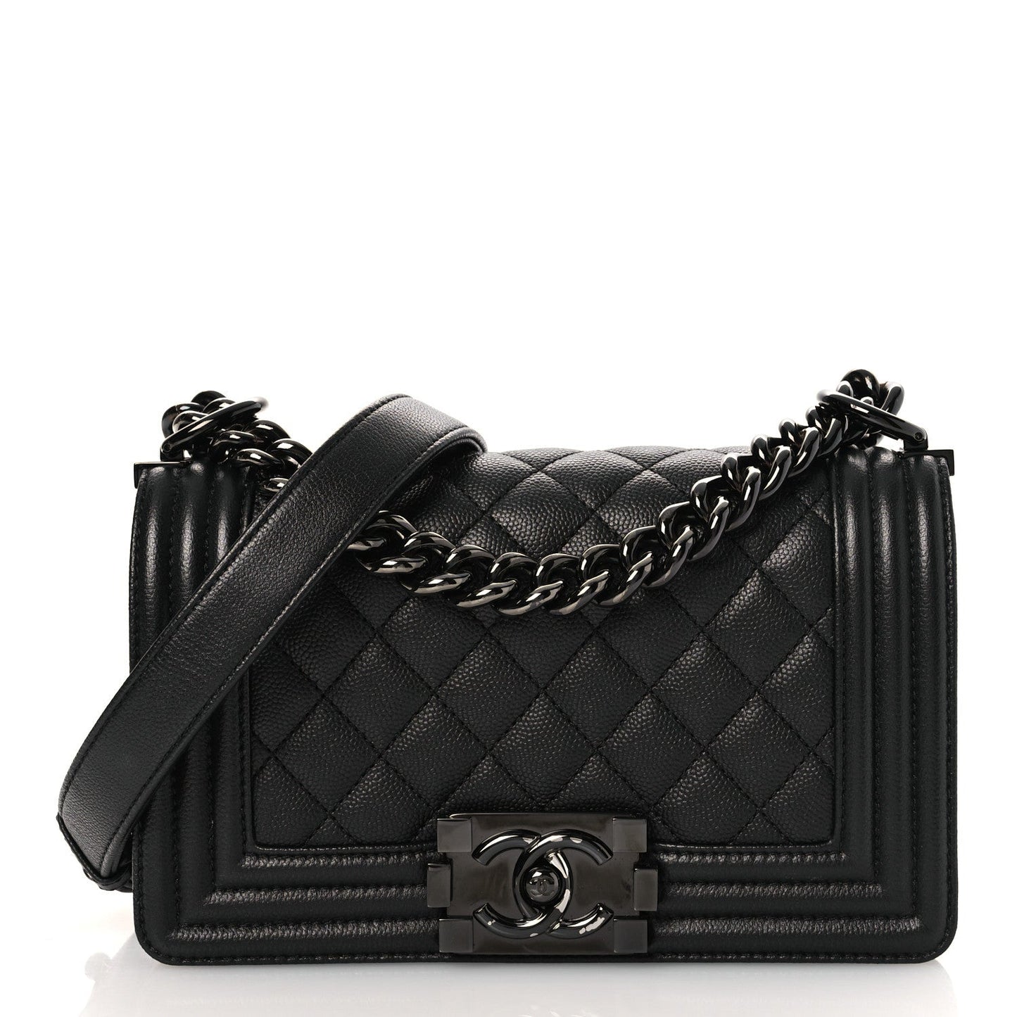 Caviar Quilted Small Boy Flap So Black