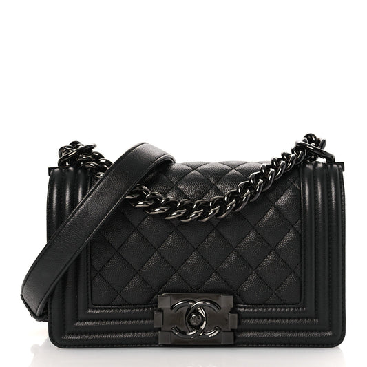 Caviar Quilted Small Boy Flap So Black