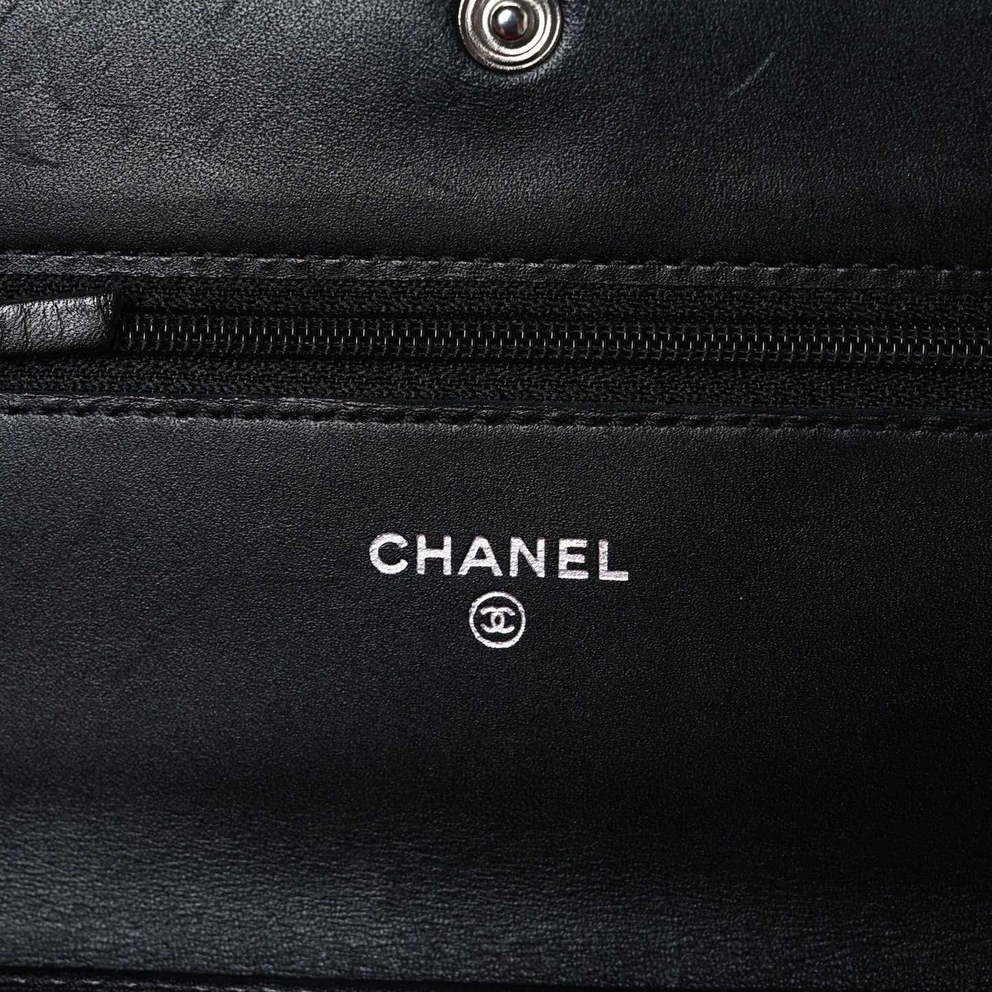 Calfskin Quilted Cambon Wallet on Chain WOC Black