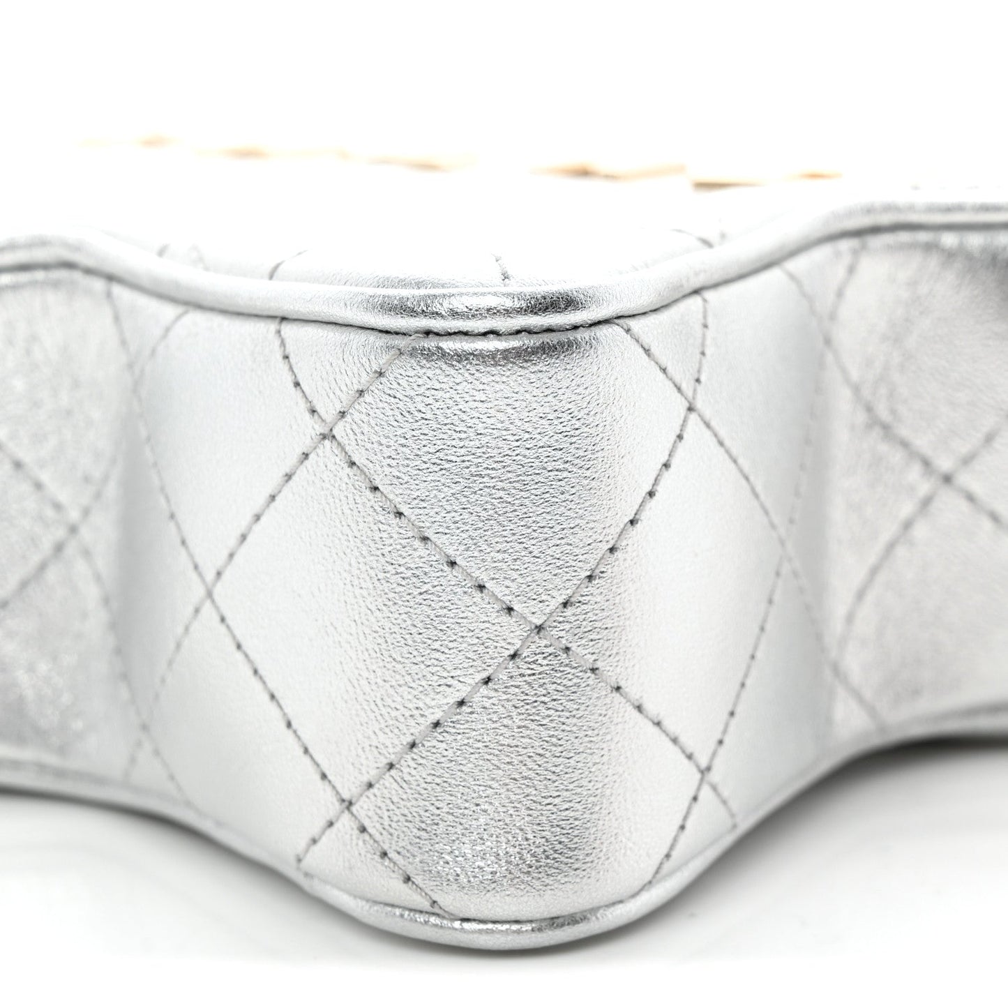 Metallic Lambskin Walk Of Fame Bag Silver