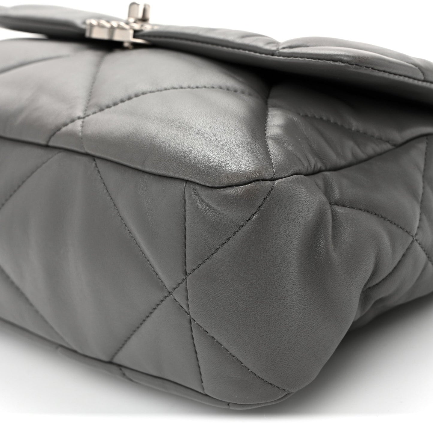 Lambskin Quilted Large Chanel 19 Flap Dark Grey