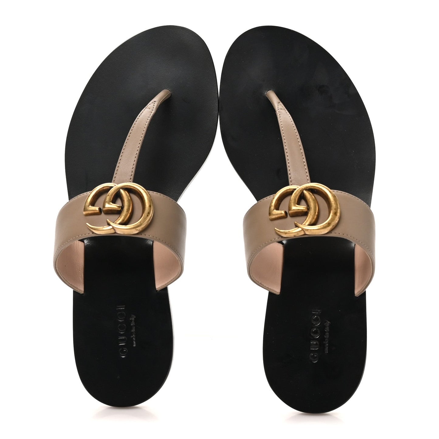 Calfskin GG Marmont Thong Sandals 35 Mud 35.5 Mud