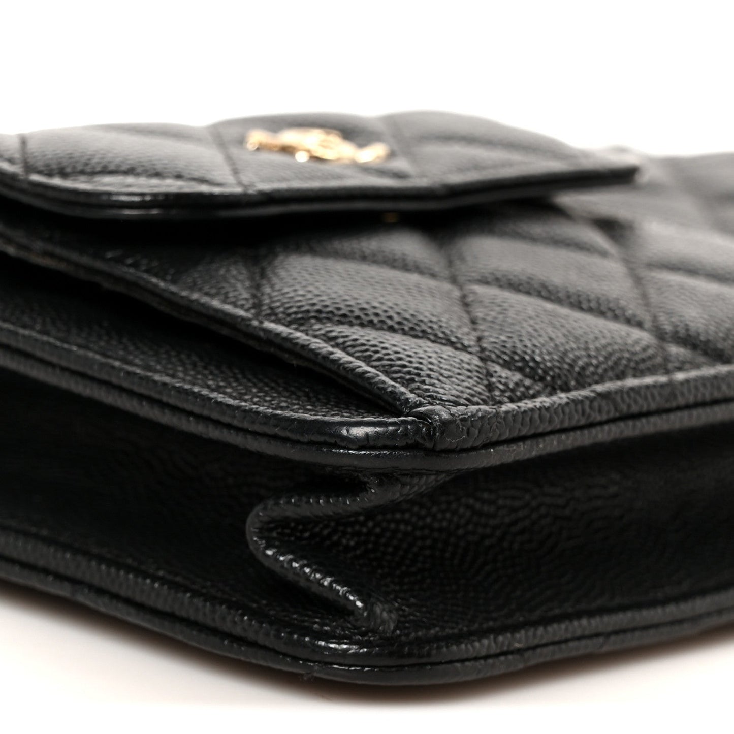 Caviar Quilted In & Out Chain Wallet Black