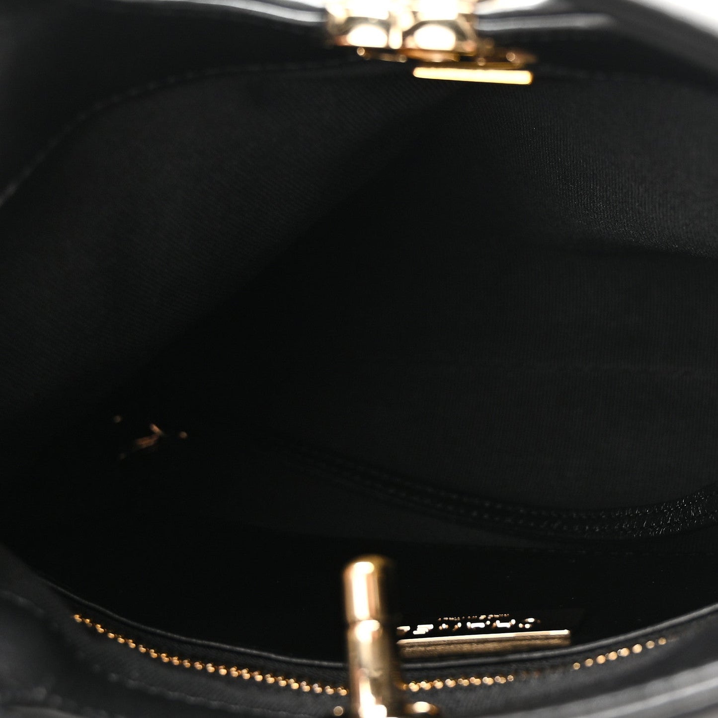 Shiny Crumpled Calfskin Quilted Mini 31 Shopping Bag Black