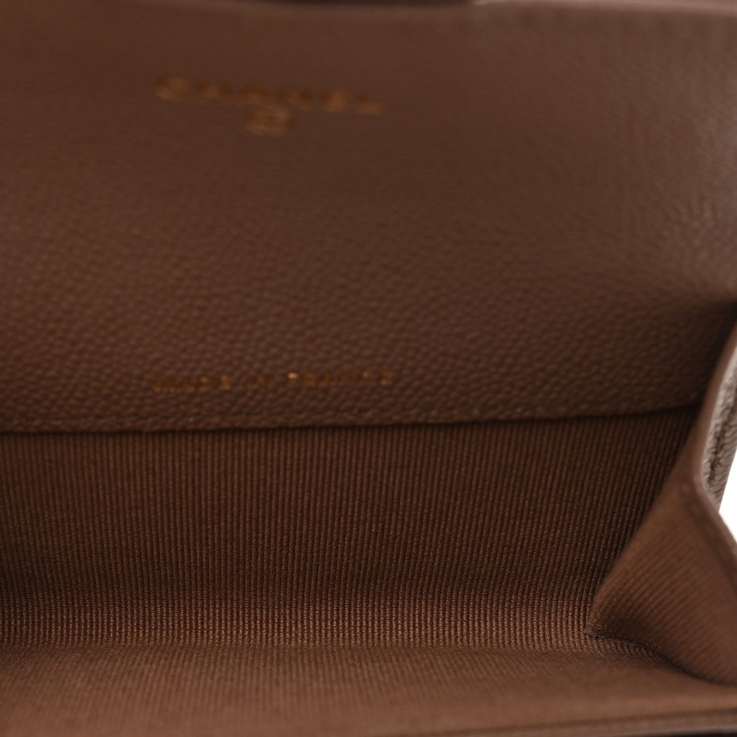 Caviar Quilted Flap Card Holder Wallet Brown