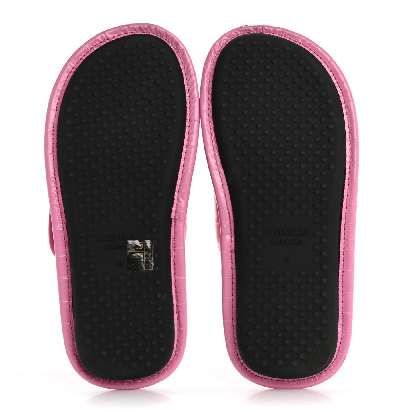 Calfskin Logo Crocodile Embossed Slides 40 Fuxia