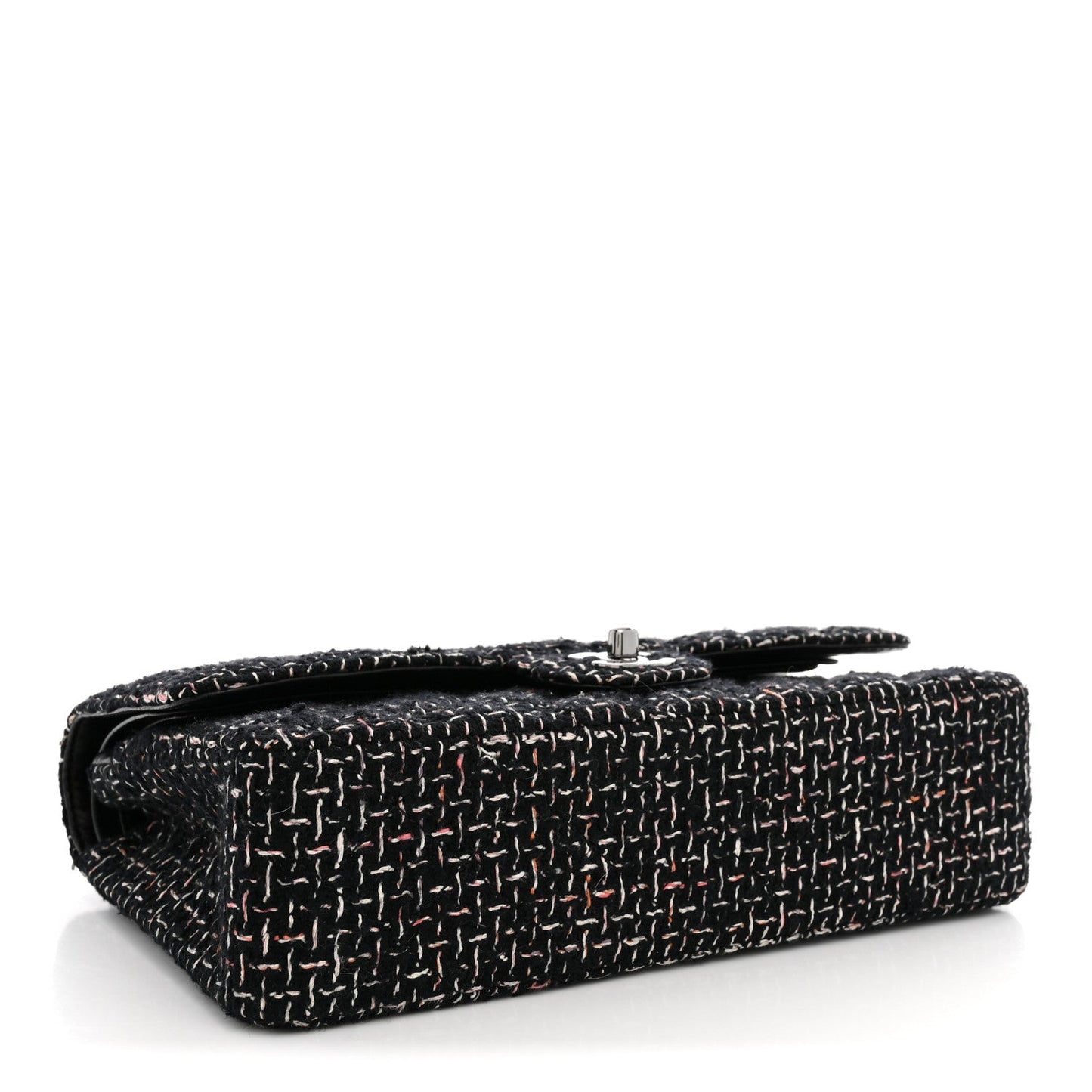 Tweed Quilted Medium Double Flap Black