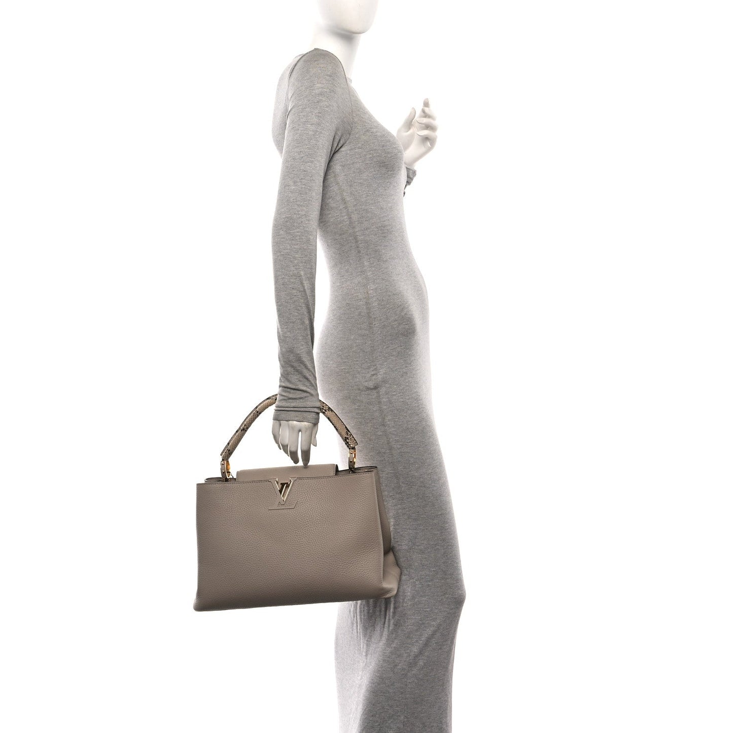 Taurillon Snakeskin Capucines Galet