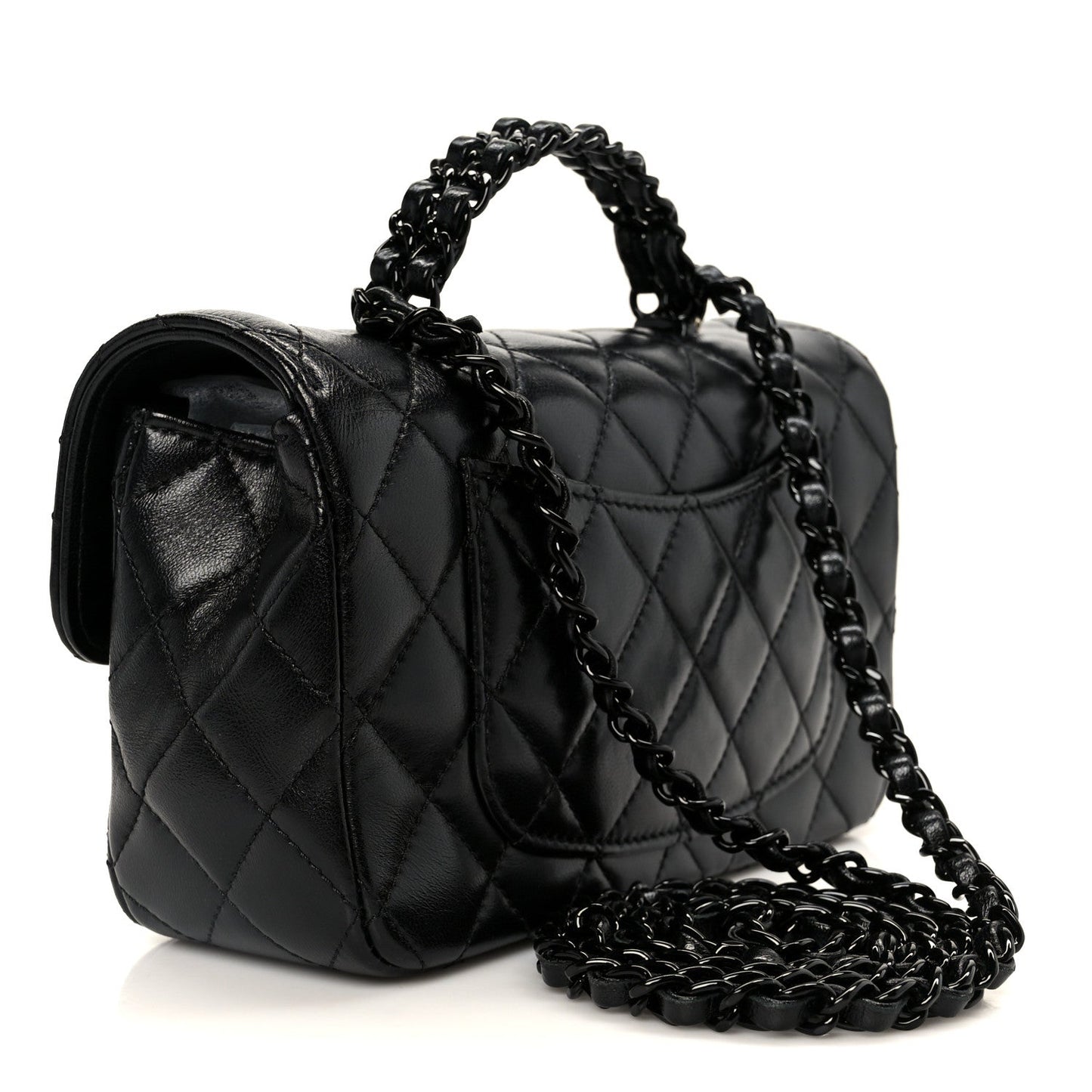 Lambskin Quilted Small Coco Pop Top Handle Flap So Black