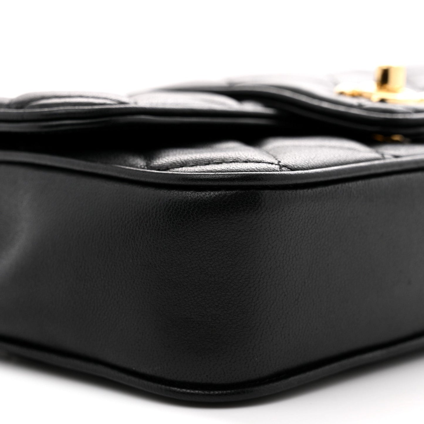 Lambskin Quilted Tab Mini Flap Black