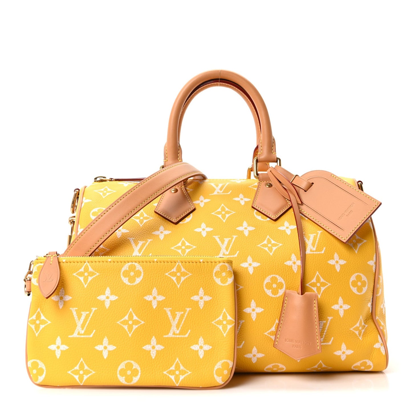 Calfskin Monogram Speedy P9 Bandouliere 30 Jaune Mat