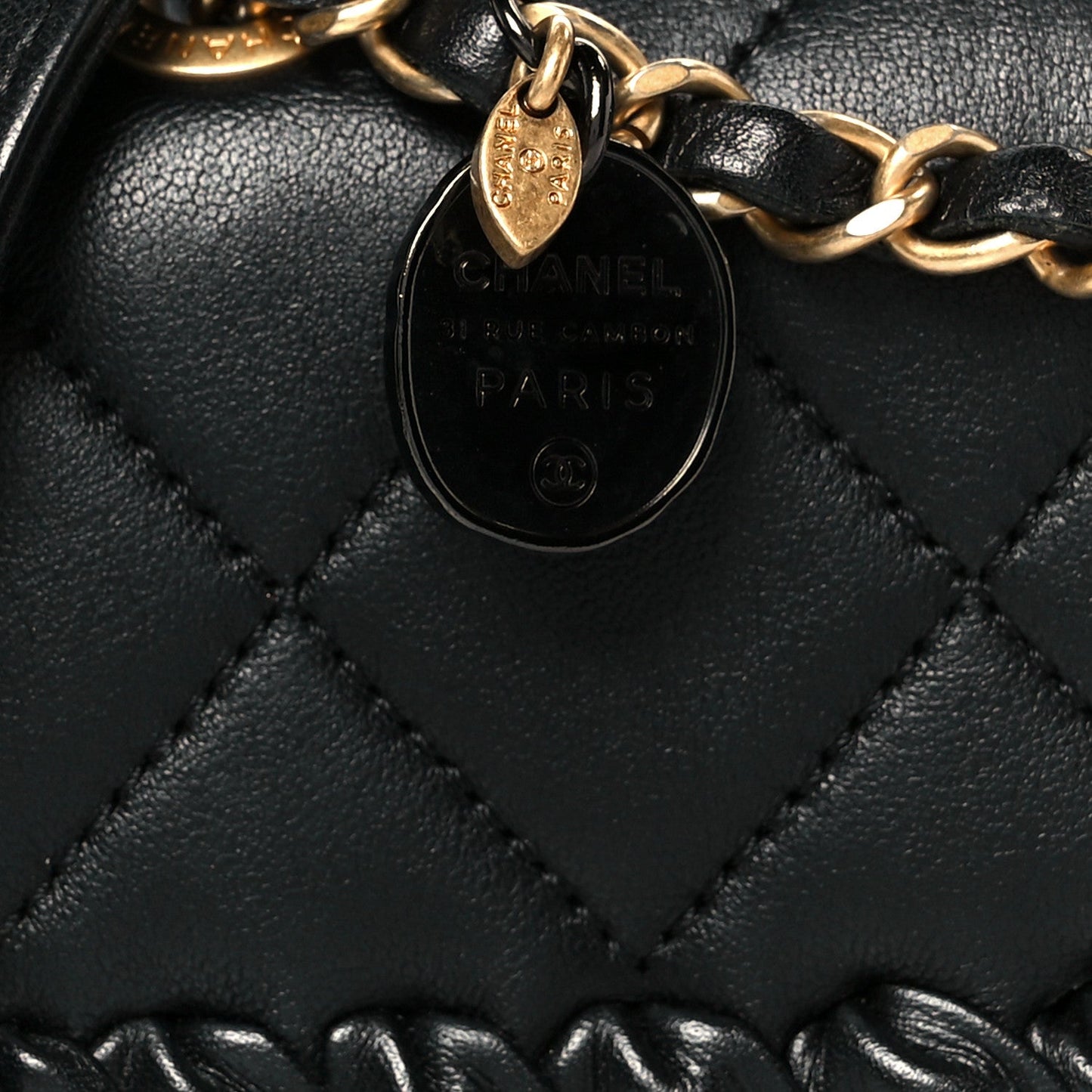 Calfskin Braided Mini My Own Frame Flap Black
