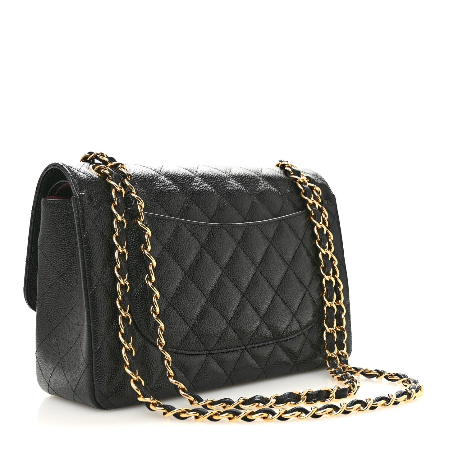 Caviar Quilted Jumbo Double Flap Black