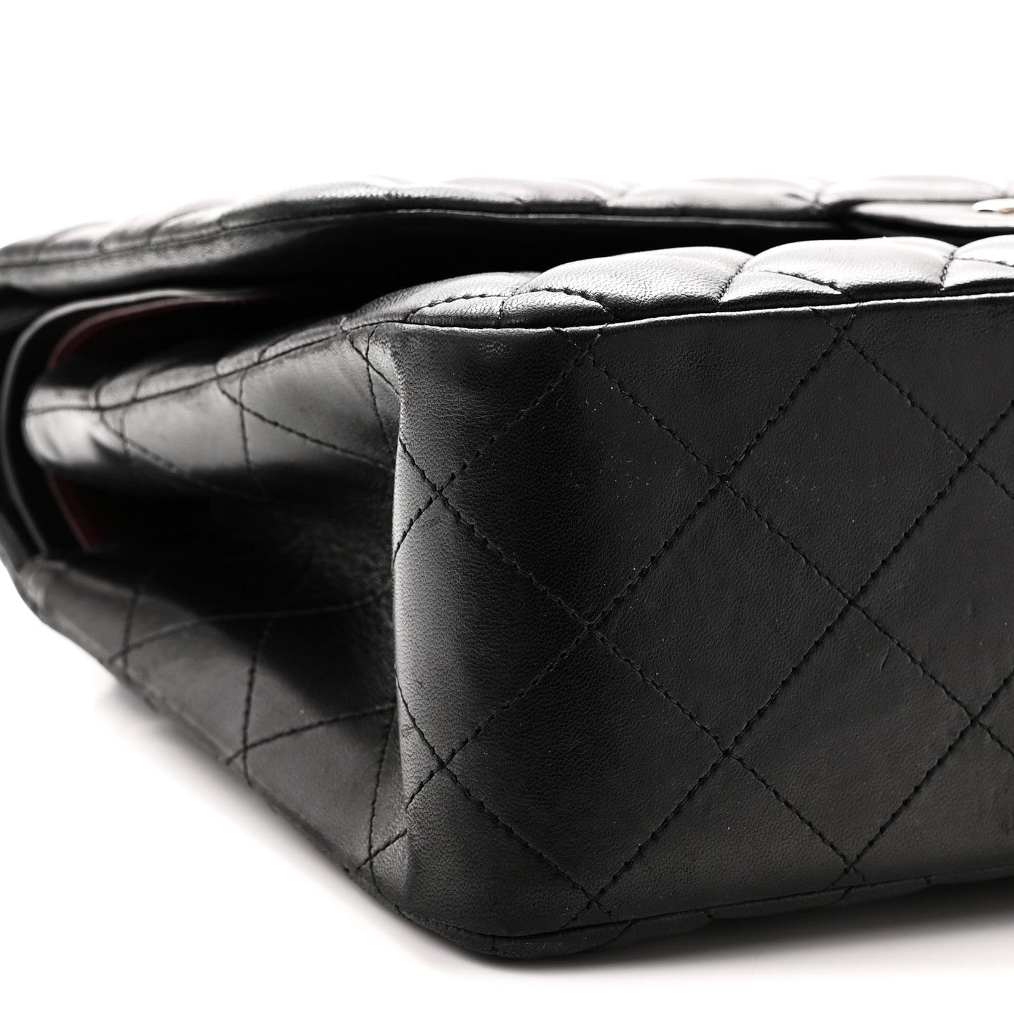 Lambskin Quilted Jumbo Double Flap Black