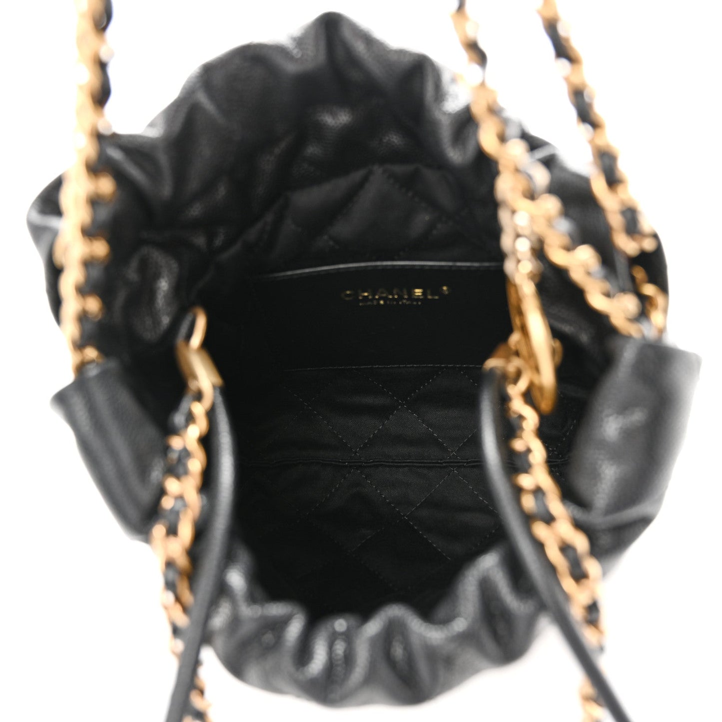 Shiny Caviar Quilted Monochrome Mini Chanel 22 Black