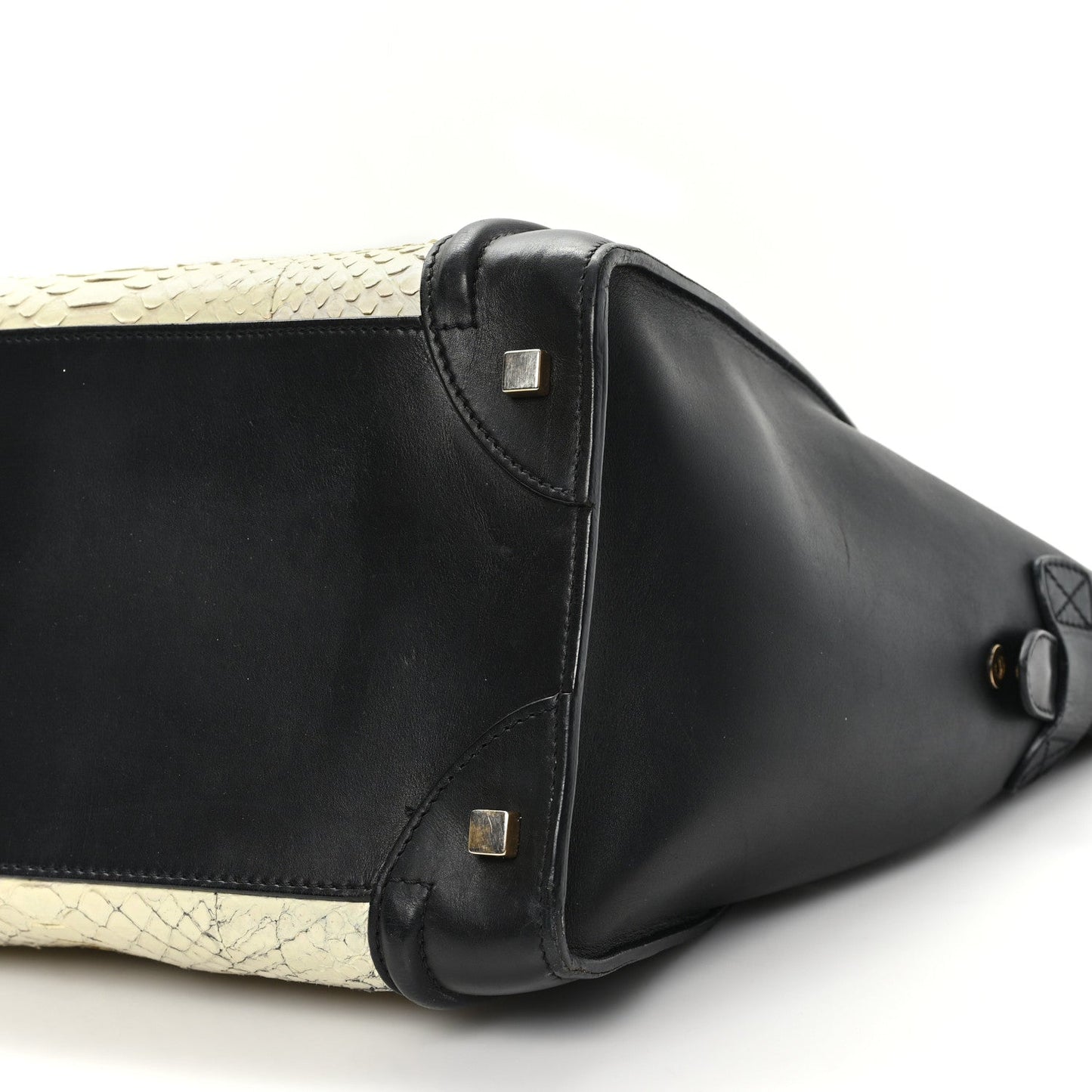 Calfskin Snakeskin Mini Luggage Black White