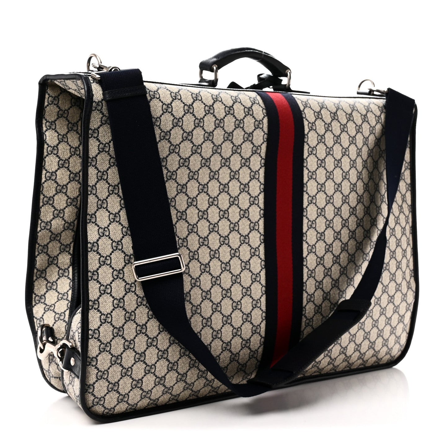 GG Supreme Monogram Web Savoy Garment Bag Beige Blue
