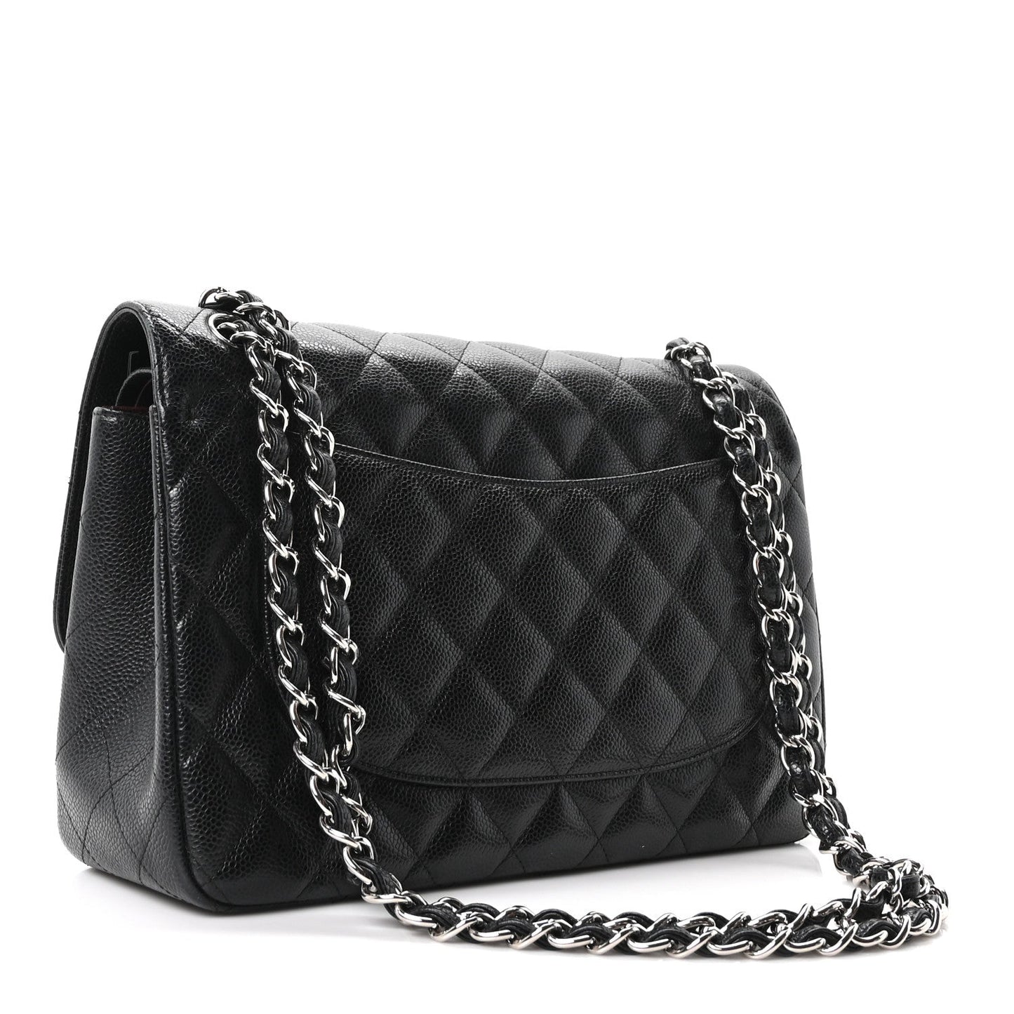 Caviar Quilted Jumbo Double Flap Black